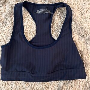 Beyond Yoga Dark Blue Striped Sports Bra